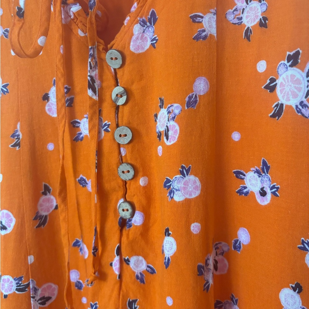 Free People Orange Floral Mini Dress - Picture 4 of 7